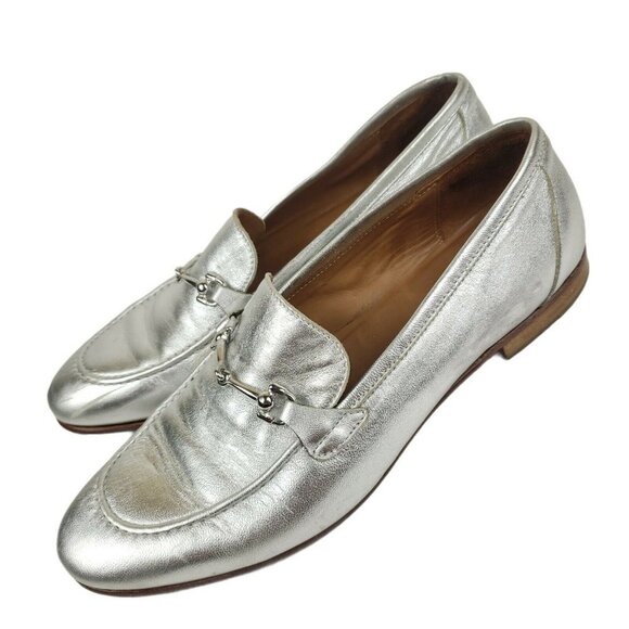 Navyboot Switzerland Silver MADE IN ITALY Horsebit Oxford Penny Loafers Size 39 - Picture 1 of 11